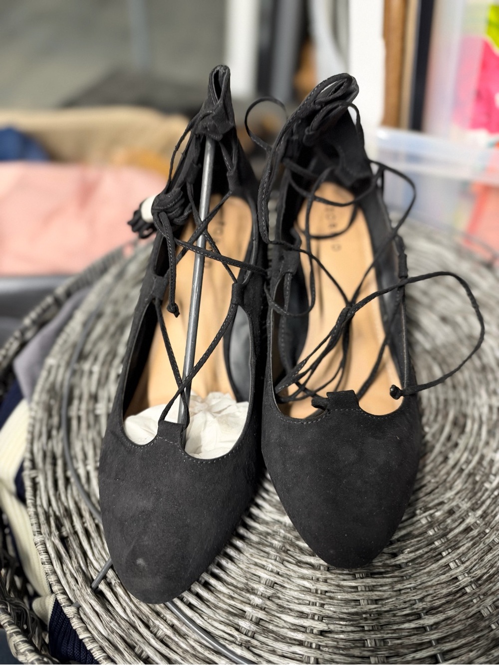 torrid Black Lace-Up Pointed-Toe Wedge